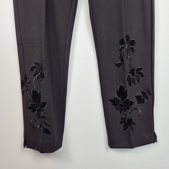 John Mark Women’s Black Dress Pants Size S With Embroidered Velvet Flowers (52) - Picture 3 of 12